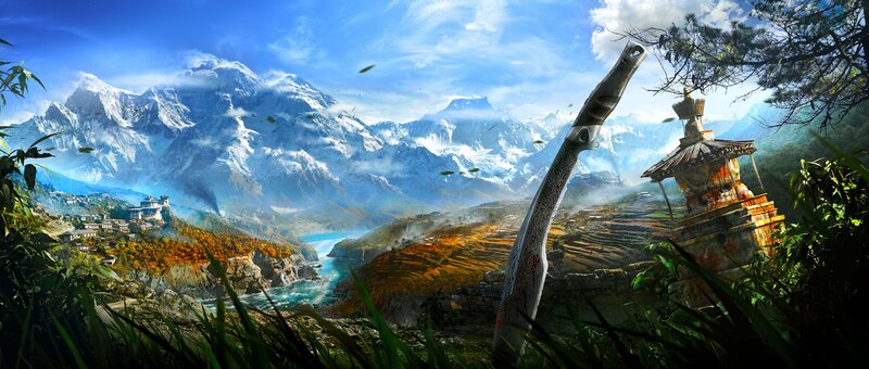 Knife in Mountain Landscape