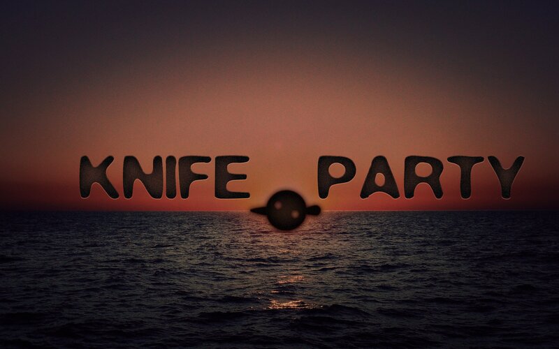 Knife Party logo at sunset