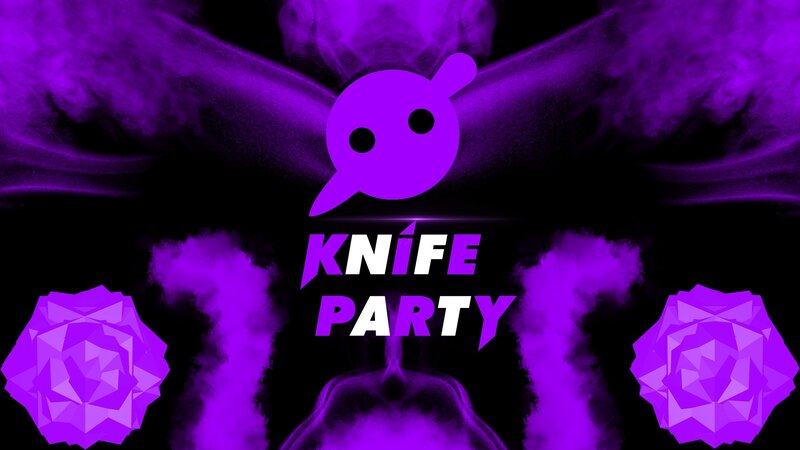 Knife Party logo with purple smoke