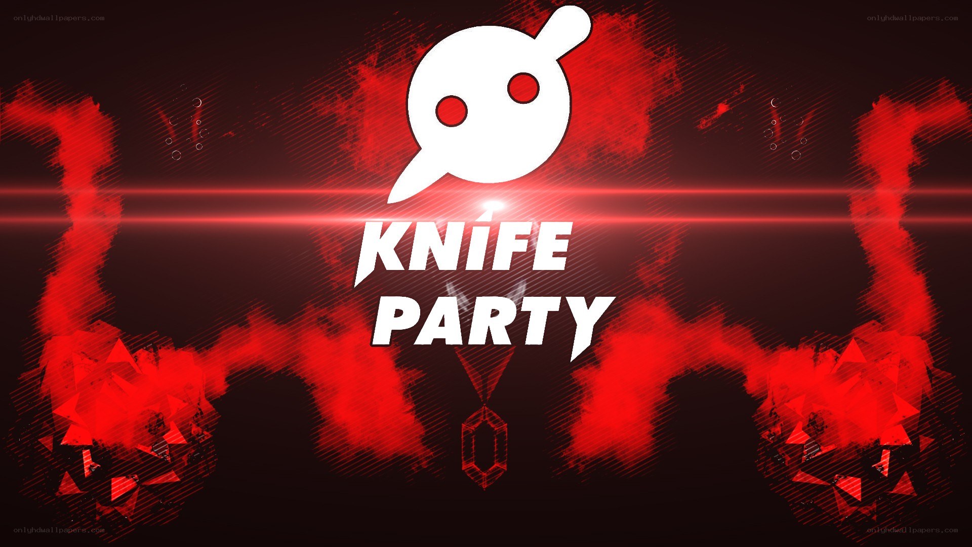 Knife Party logo with red background