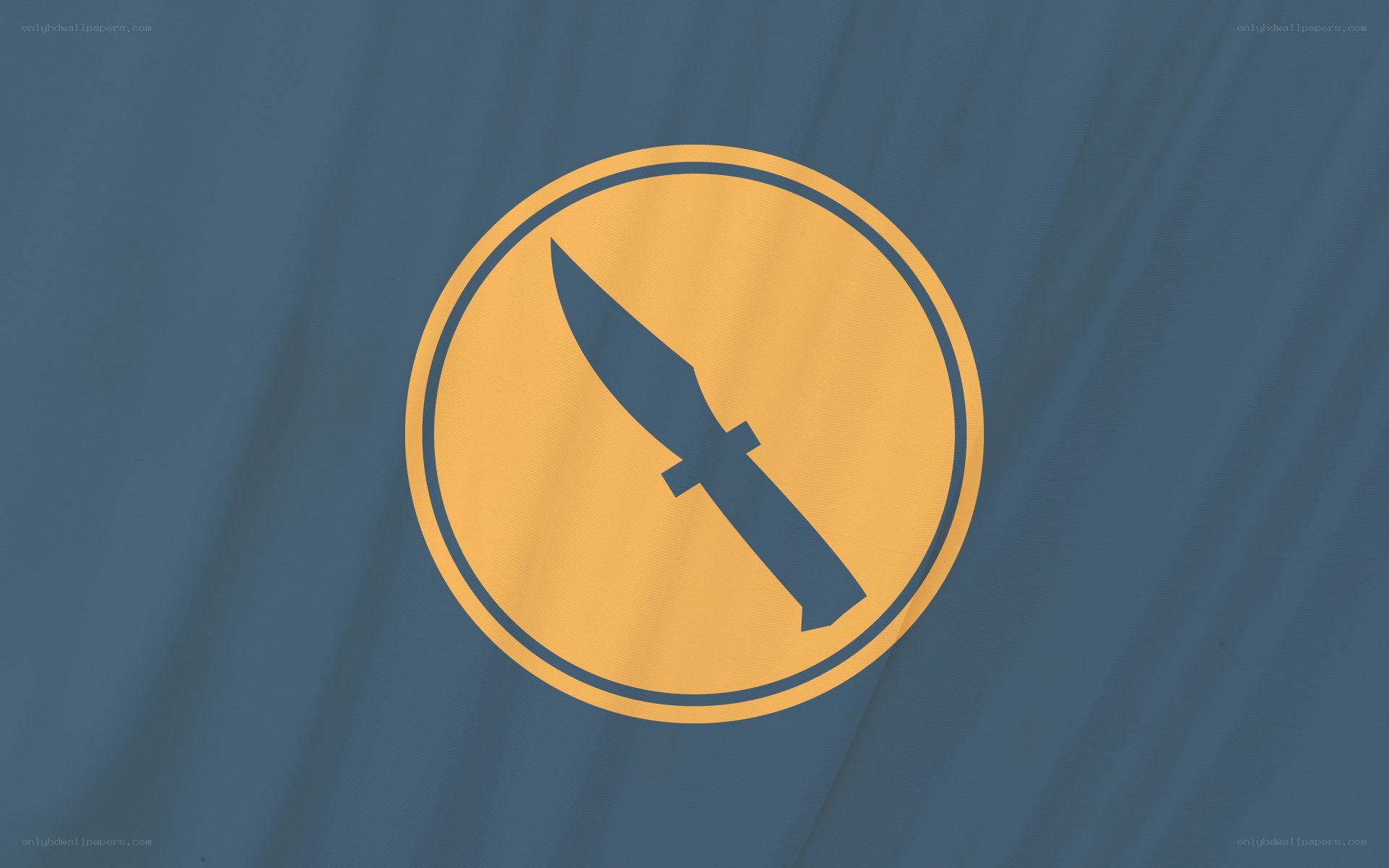 Knife symbol on blue background