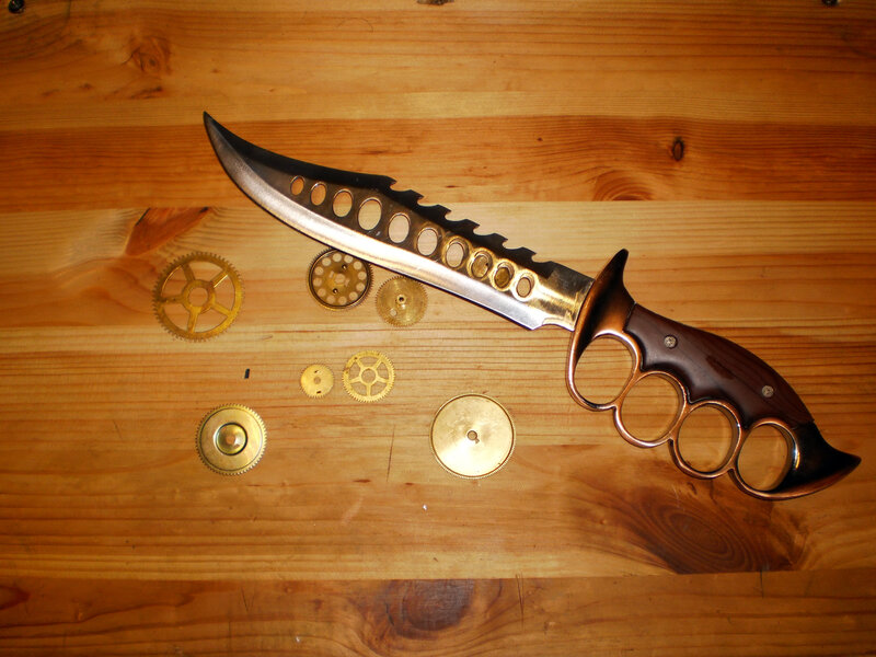 Knife with Brass Gears