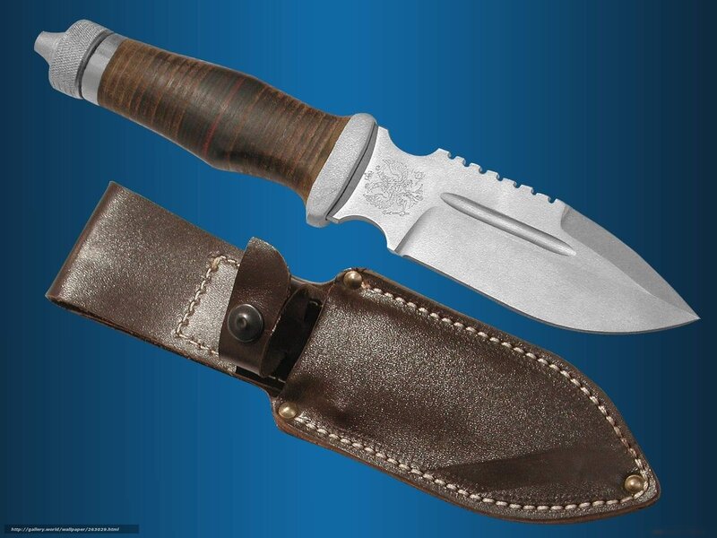 Knife with Leather Sheath — Brown, Neutral, Photograph