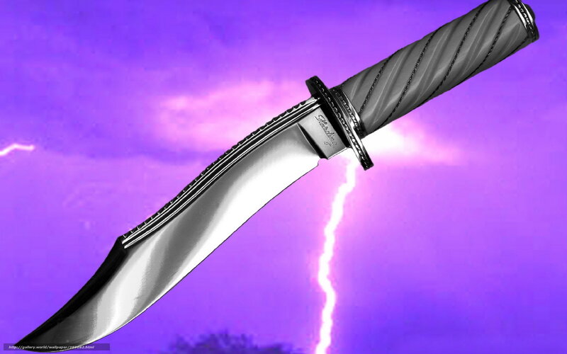 knife with lightning background