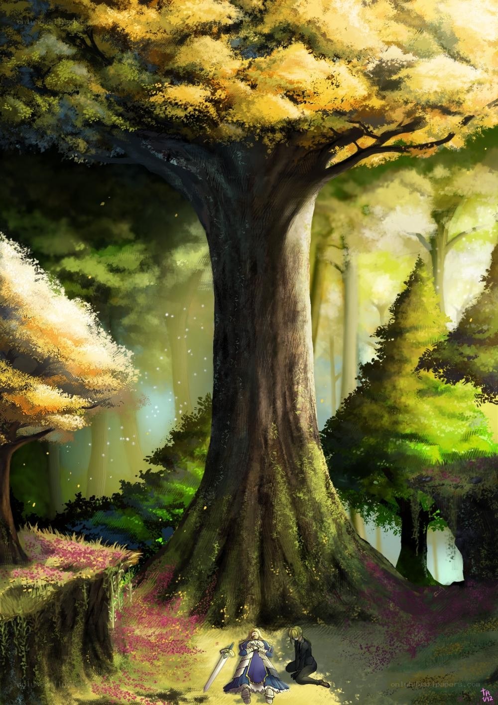 Knight and companion in a forest
