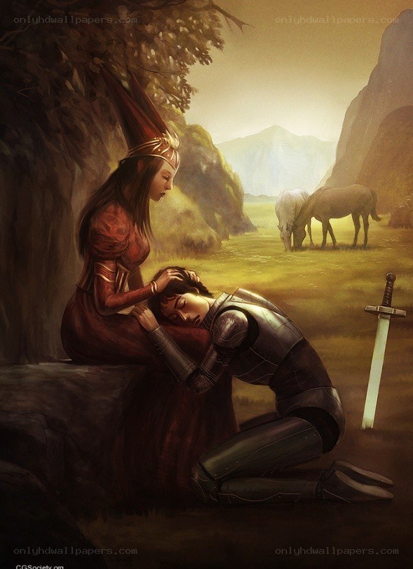 Knight and elf in a valley