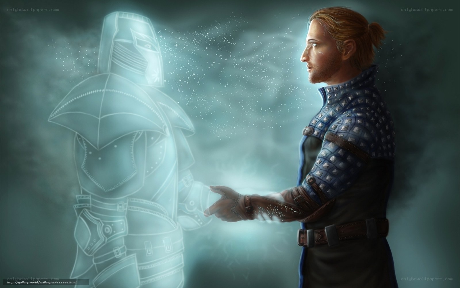 knight and ghostly figure