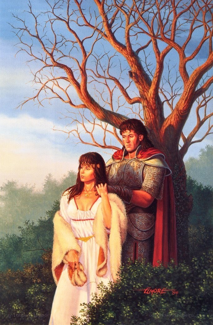 Knight and lady under a tree