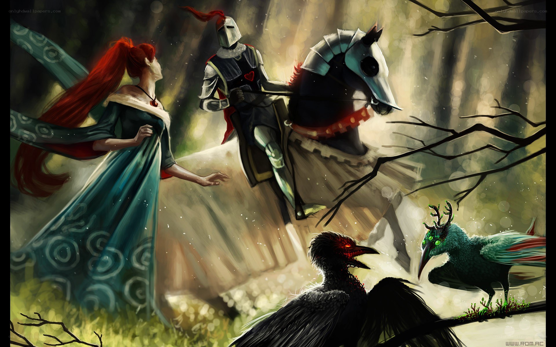 Knight and maiden in a forest