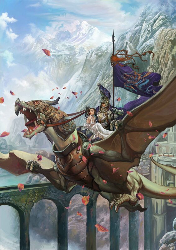 Knight and maiden on a dragon