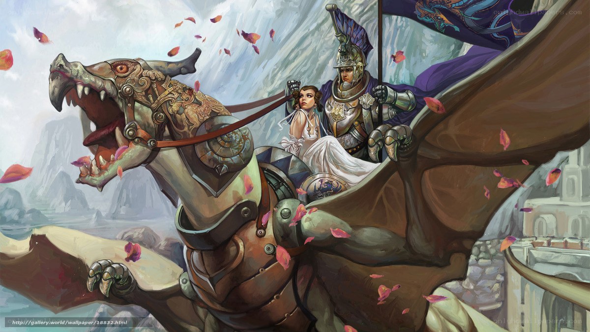 Knight and maiden on a dragon
