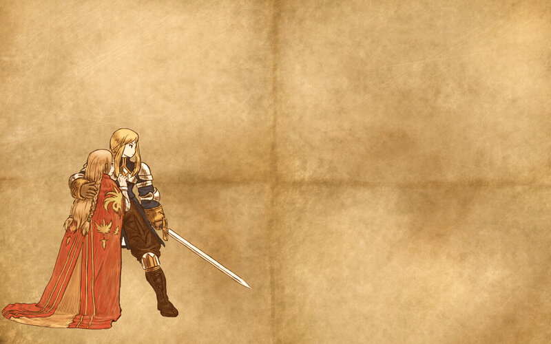 Knight and noblewoman on parchment