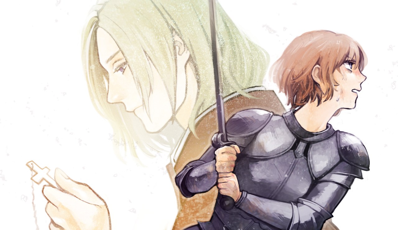 Knight and priest in snow