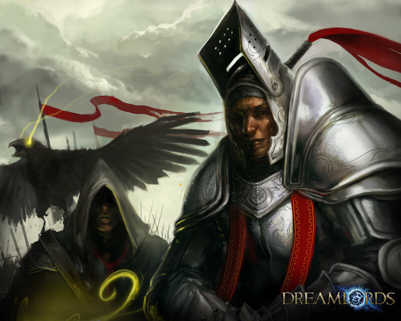 Knight and sorcerer in battle