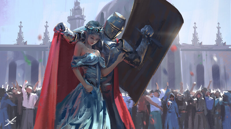 Knight and Woman Dancing