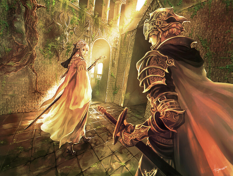 Knight and Woman in Castle