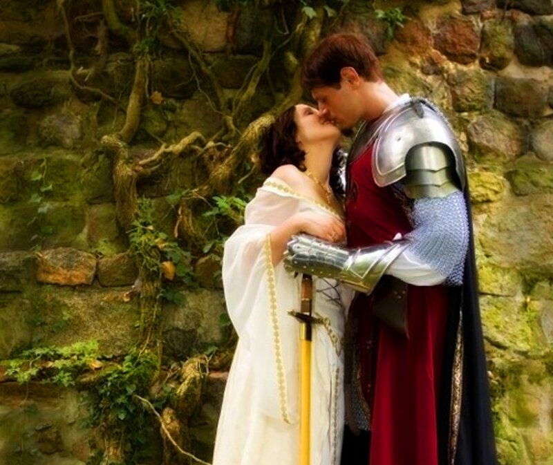 Knight and Woman Kissing