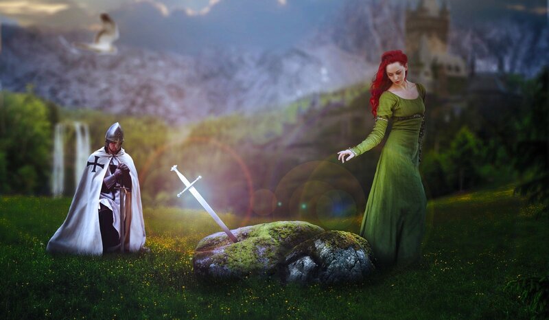 Knight and Woman with Sword