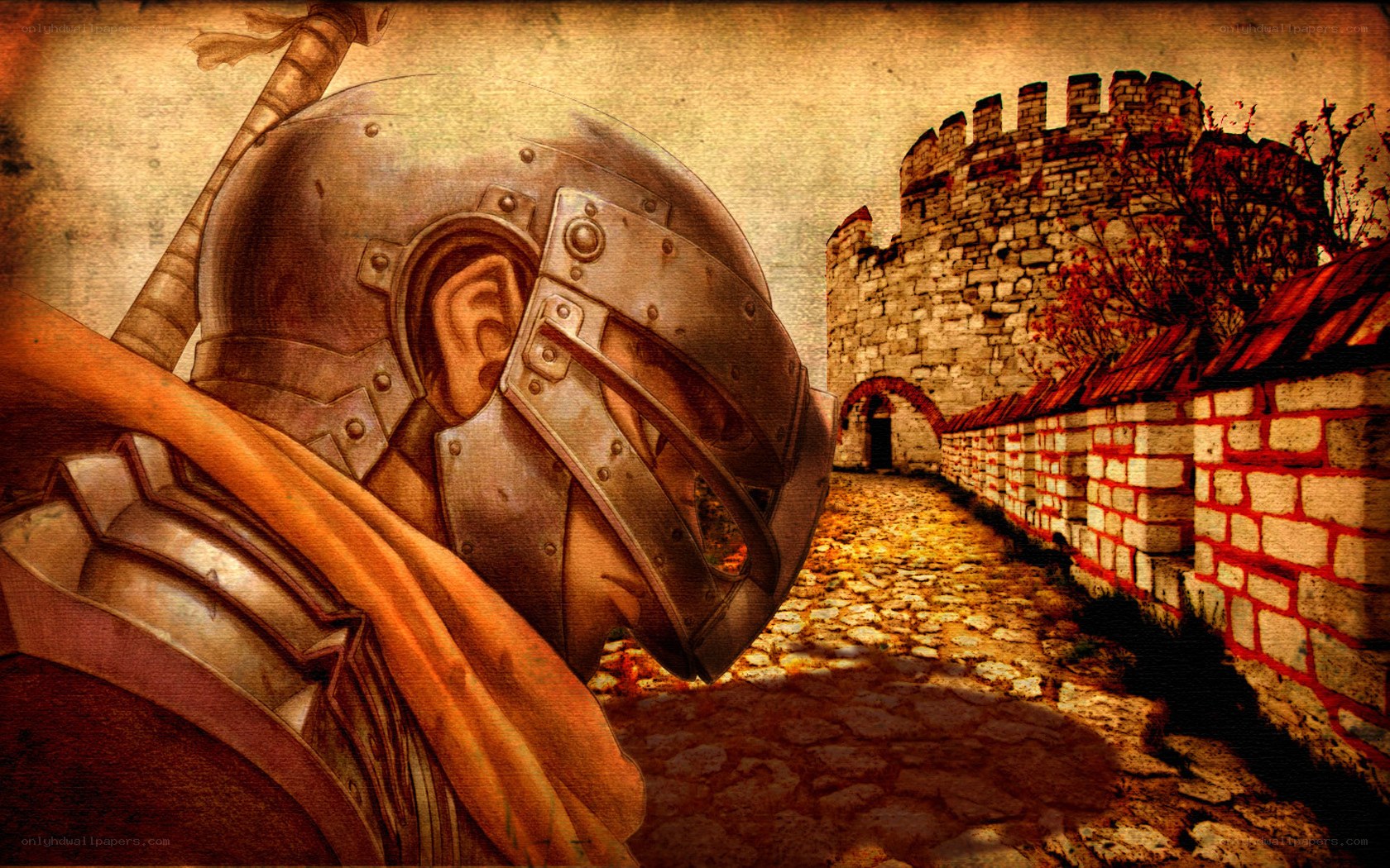 Knight approaching a castle