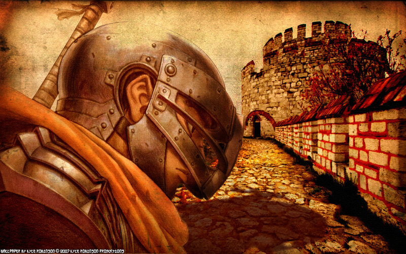 knight approaching a castle