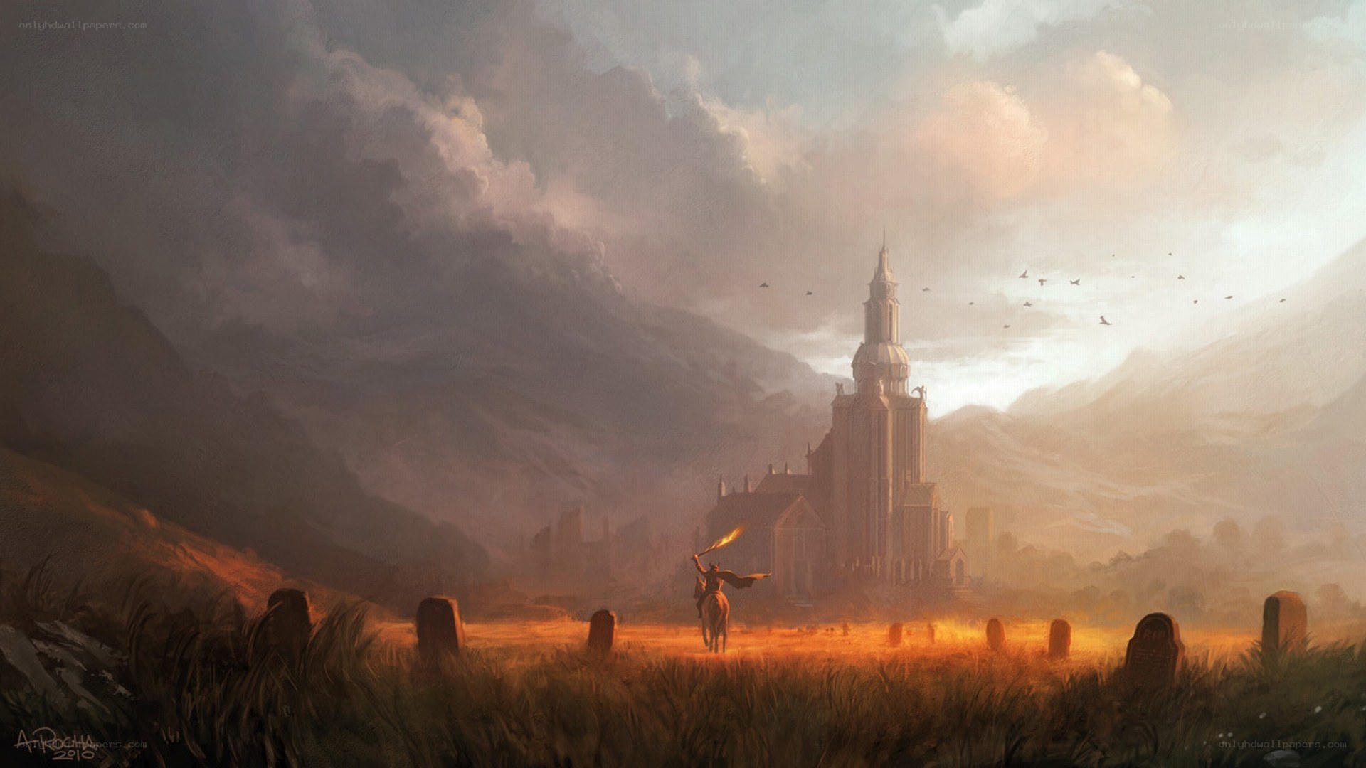 Knight approaching a castle