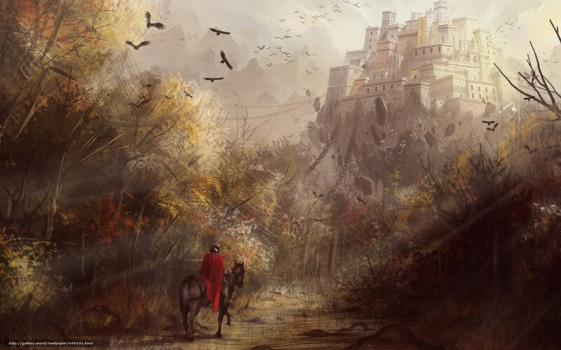 Knight approaching a castle