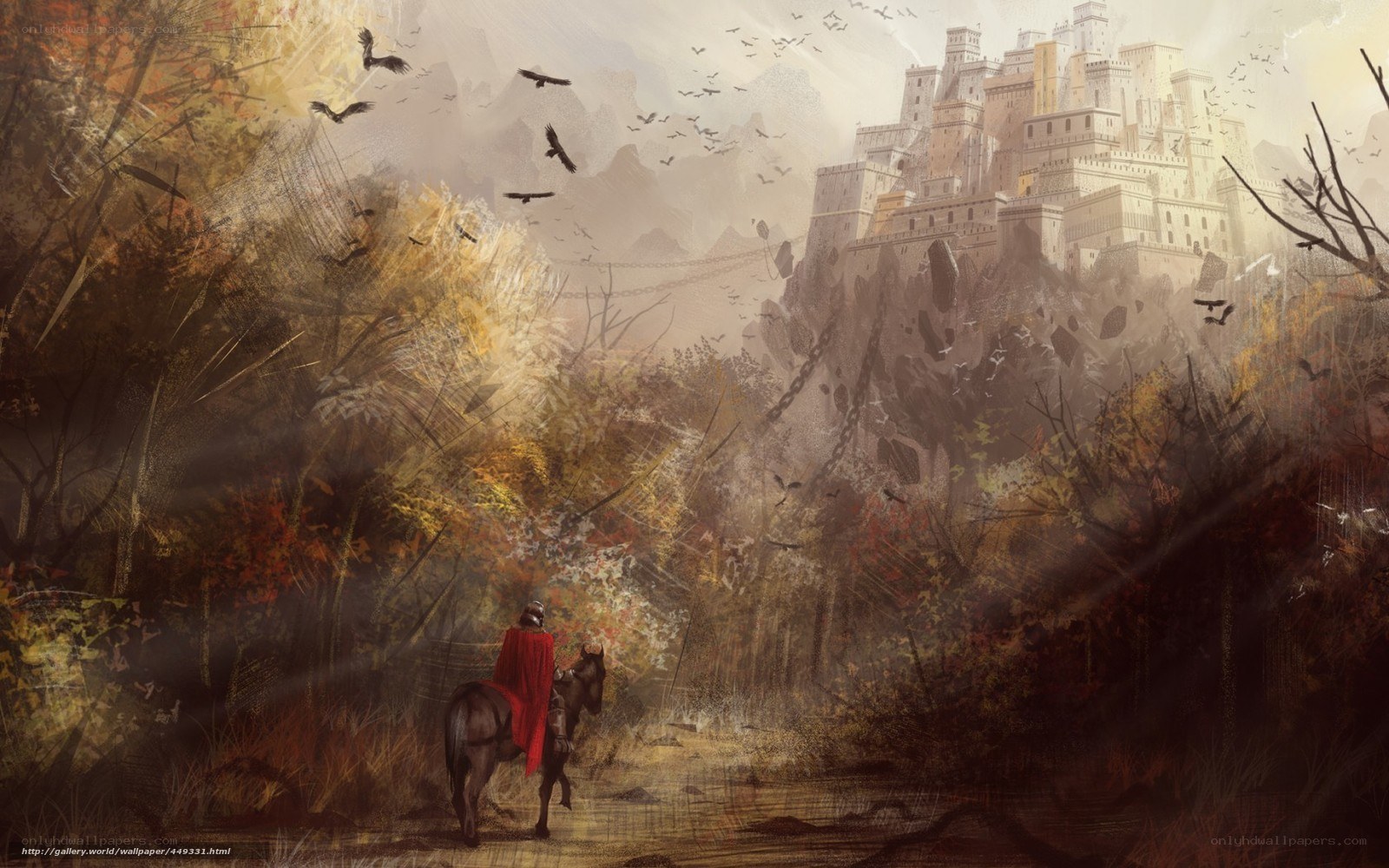 Knight approaching a castle