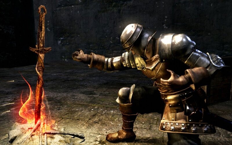 Knight at a bonfire
