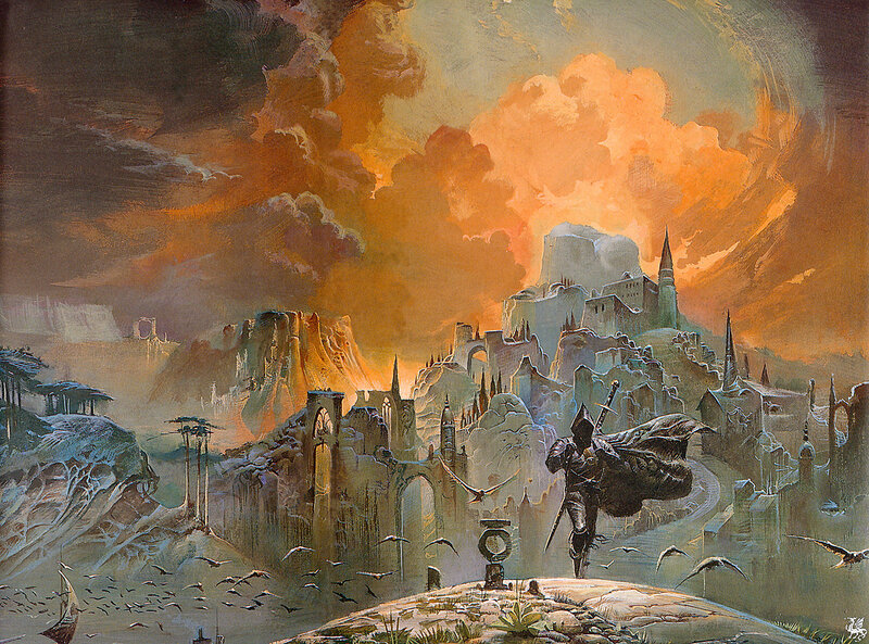 Knight before a ruined city