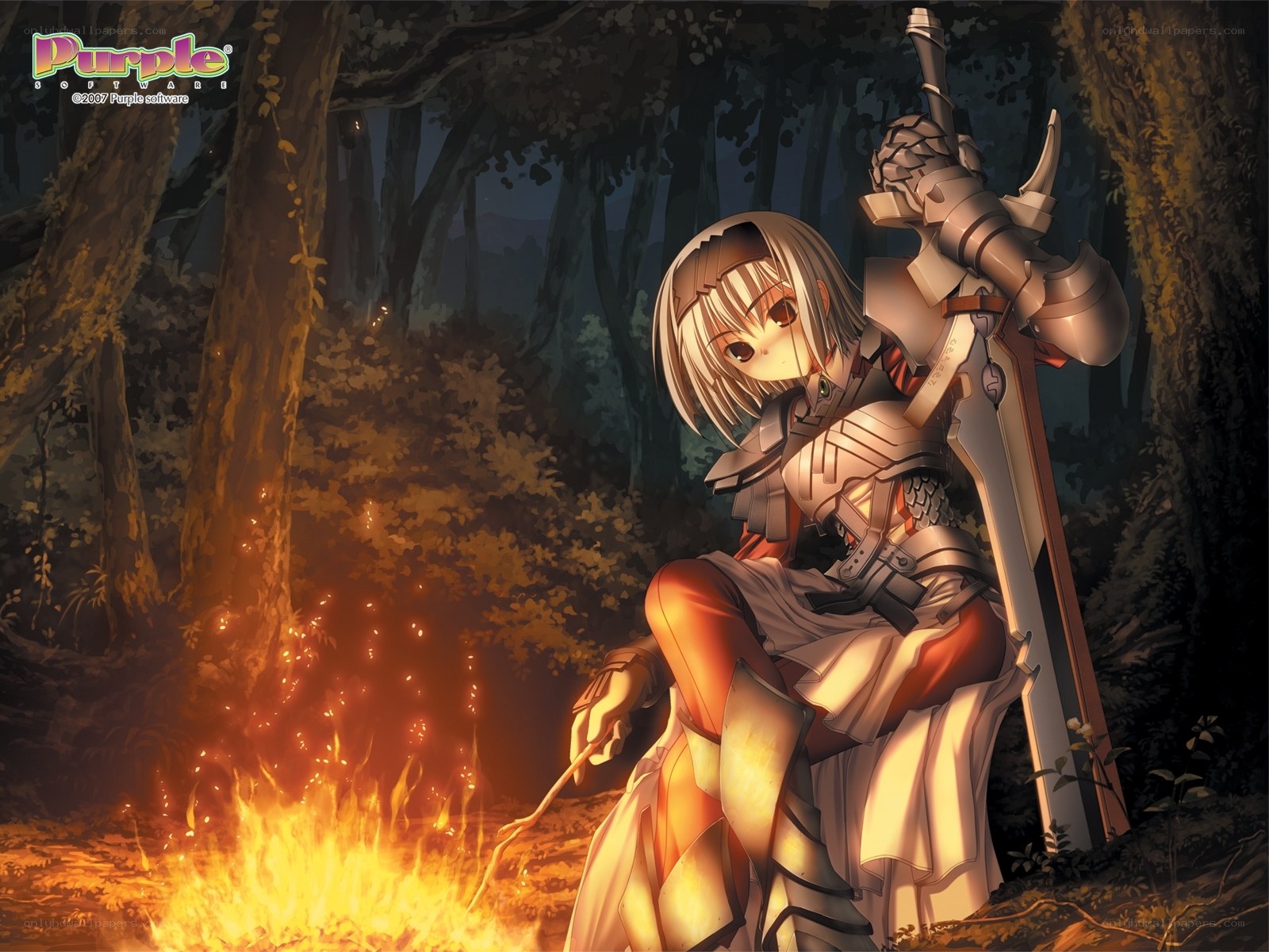 Knight by a campfire