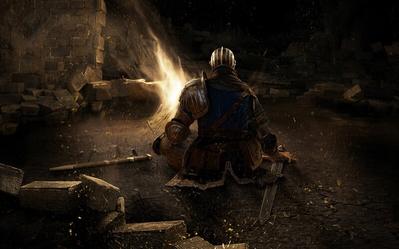 Knight by a Fire