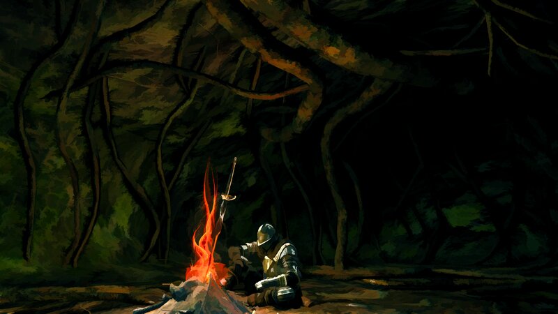 Knight by Campfire — Black
