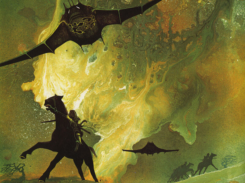 Knight confronting a dragon