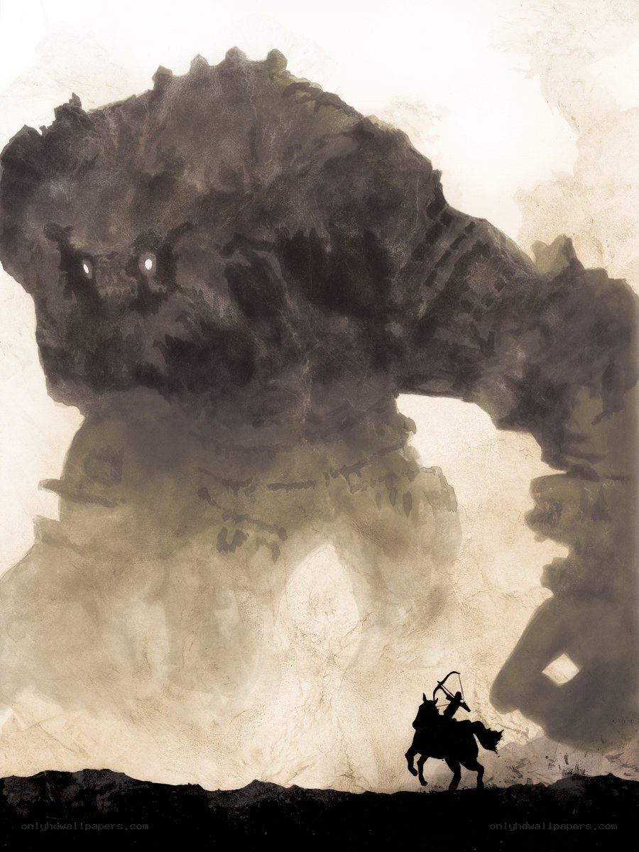 Knight confronts giant monster