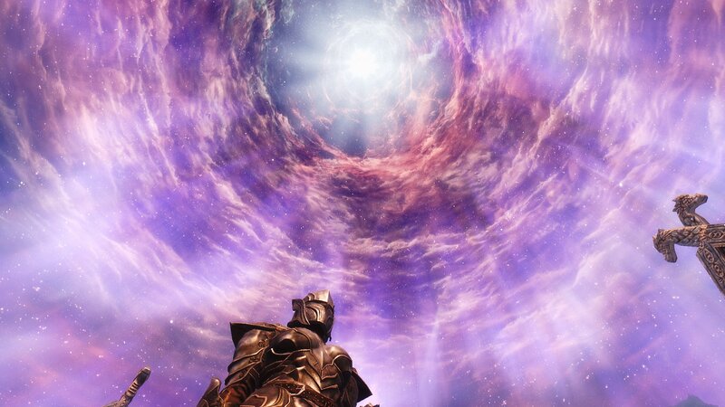 Knight facing a cosmic vortex