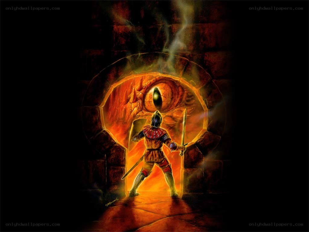 Knight facing a dragon's eye