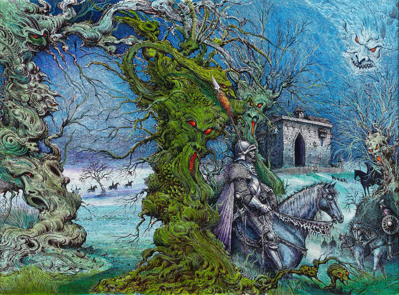 Knight facing a monstrous tree