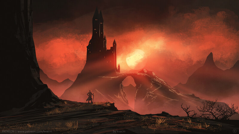 Knight Facing Castle — Red
