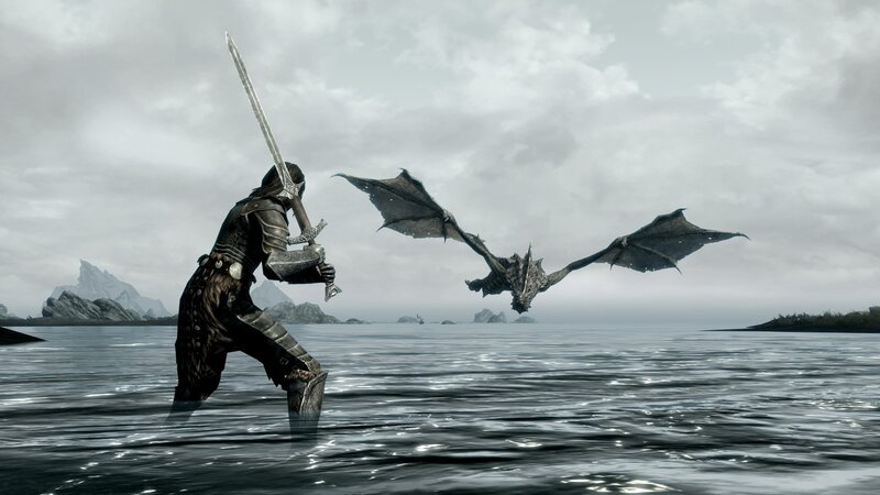 Knight Facing Dragon — Gray, Dramatic, 3d Render