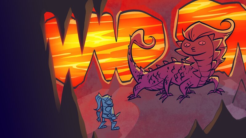 Knight Facing Dragon — Red, Dramatic, Sunset