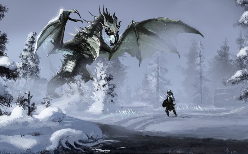 Knight Facing Dragon — White