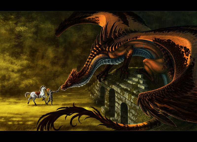 Knight Facing Dragon — Yellow