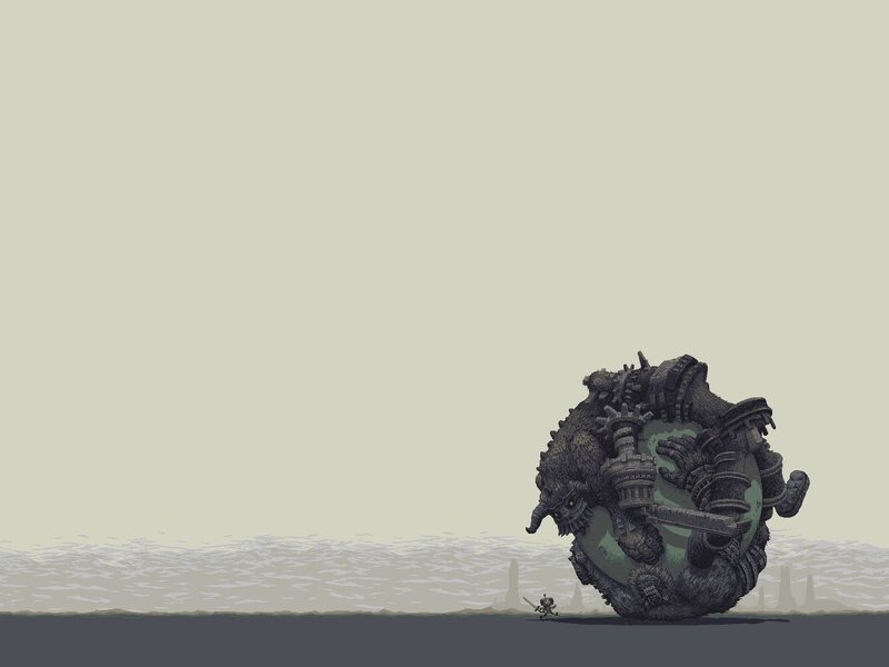 Knight facing giant beast