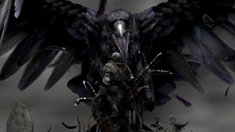 Knight Facing Giant Crow — Black, Dark, Dramatic