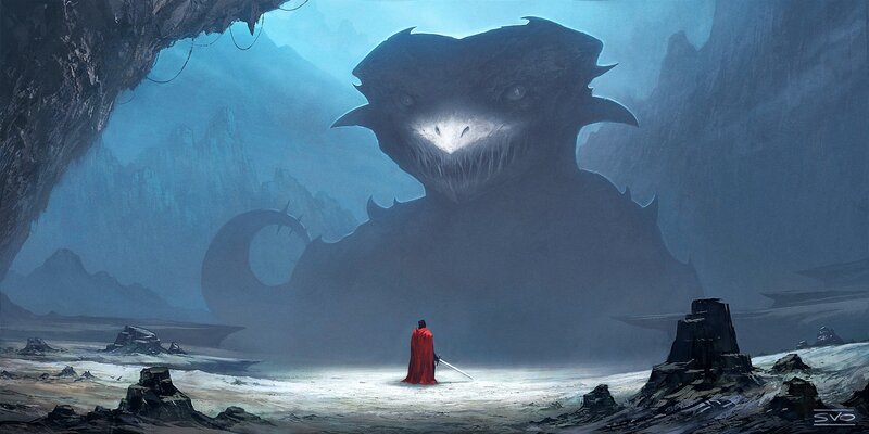 Knight Facing Giant Dragon