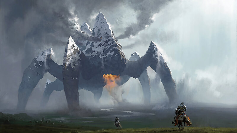 Knight facing giant spider monster