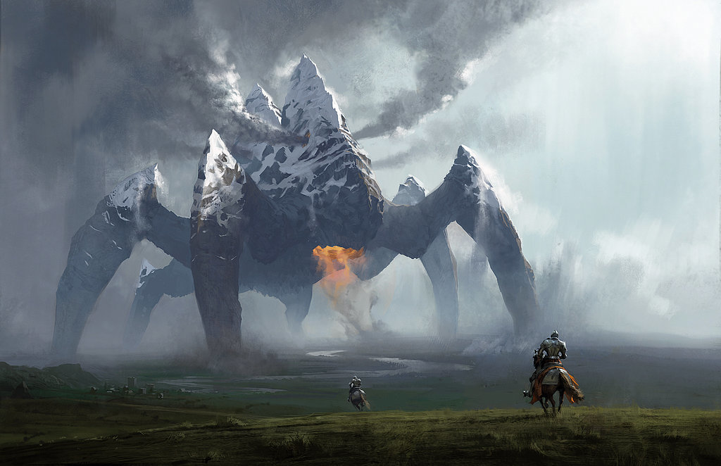 Knight facing giant spider mountain