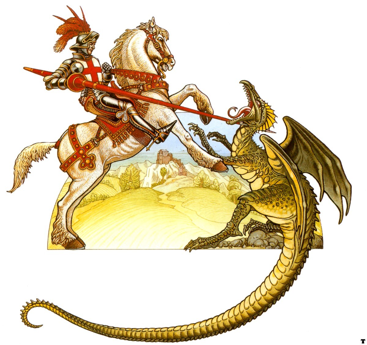 knight fighting a dragon