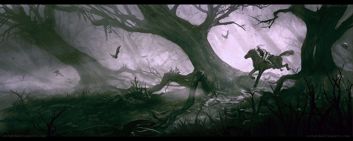 Knight fleeing a haunted forest