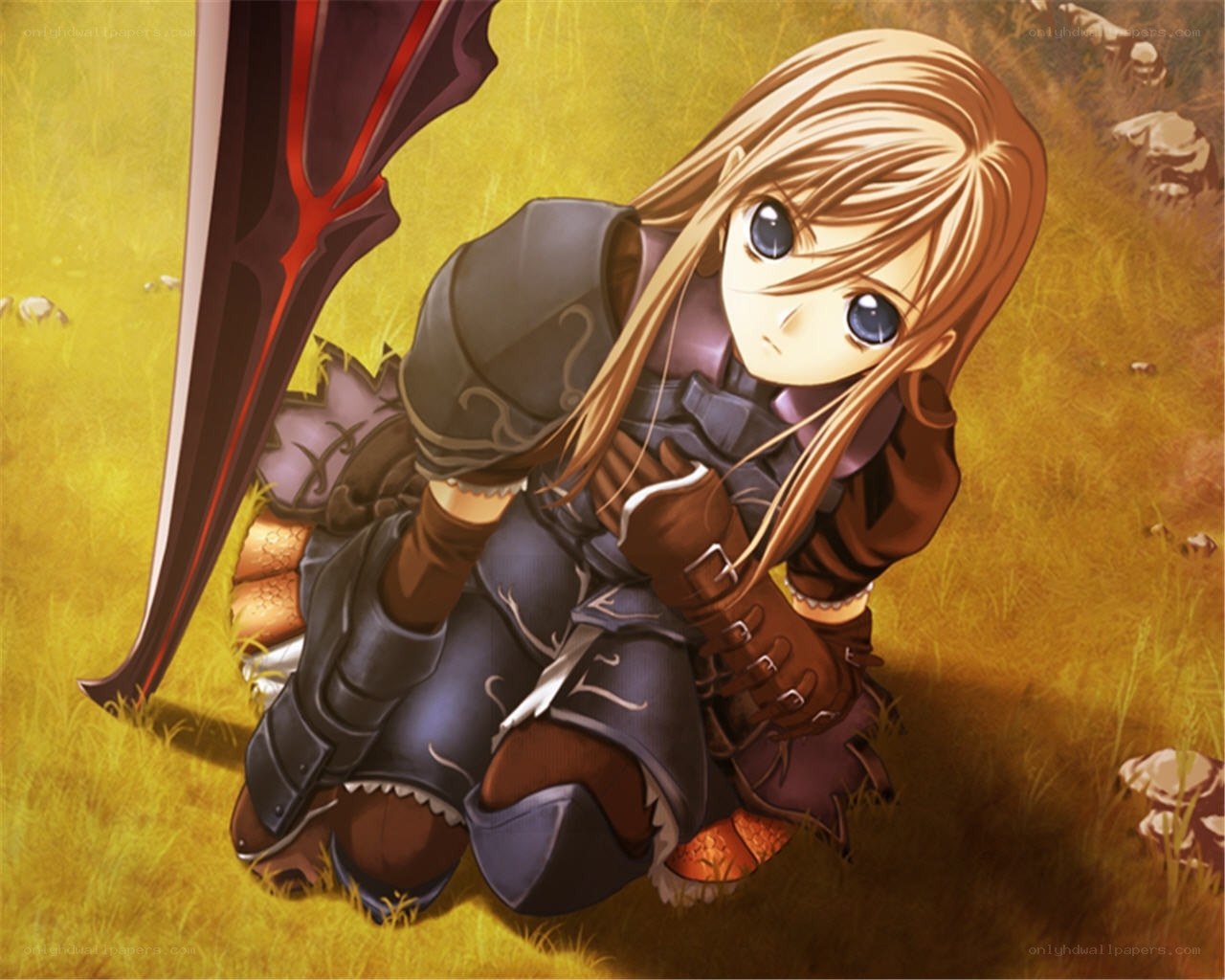 knight girl in field